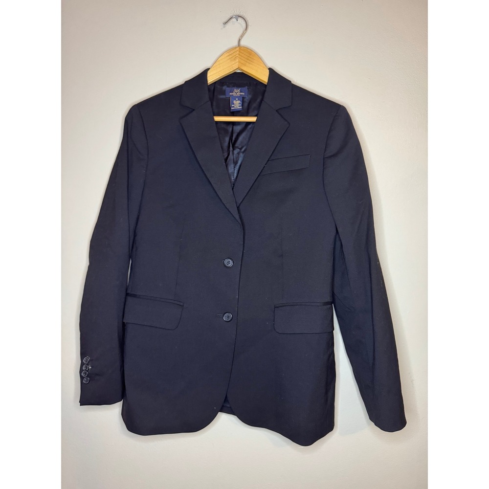 Brooks Brothers 346 Womens Black Wool Stretch Two Button Blazer Jacket Size 10